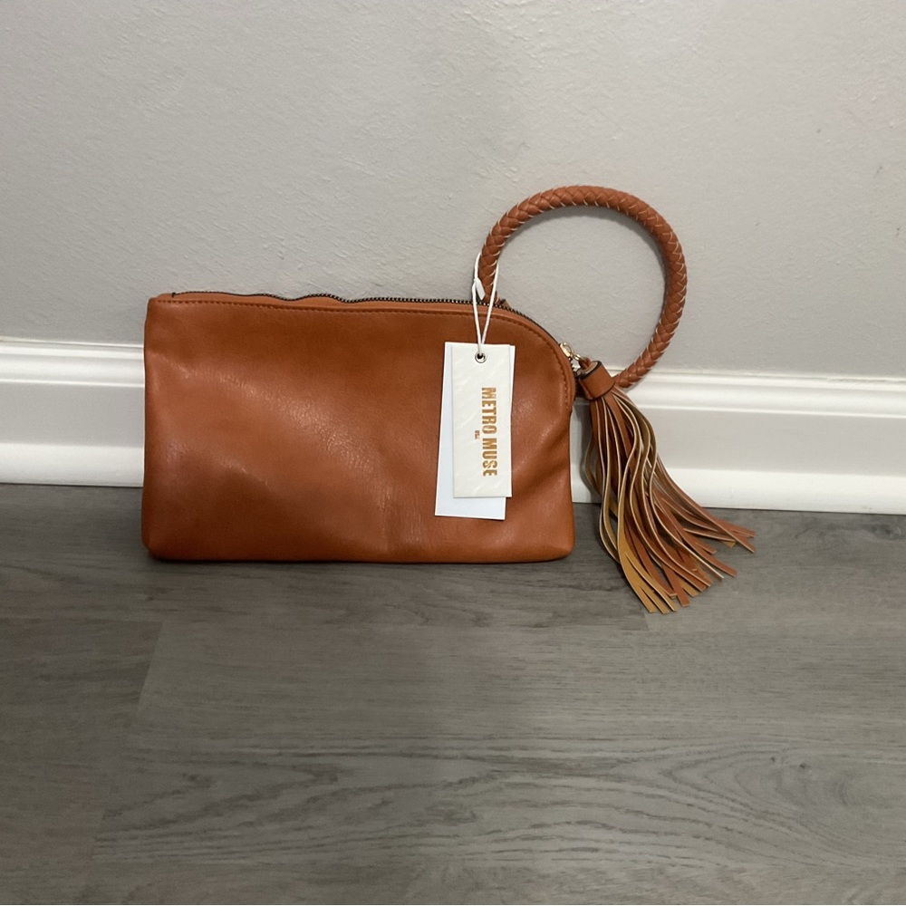 Tan Leather Wristlet